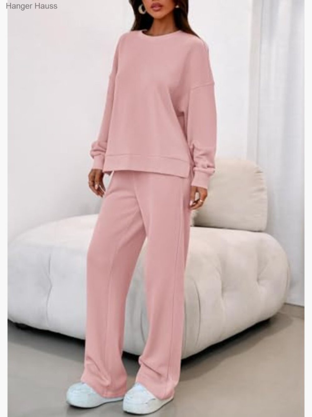 Matching Lounge Sweatsuit 2 Piece Set Oversized Sweatshirt Joggers - Picture 6 of 7